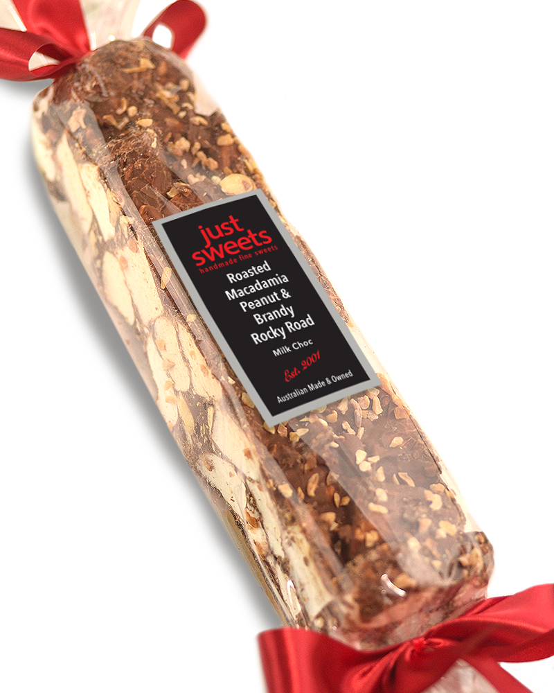 Milk Choc Roasted Macadamia Peanut Brandy Rocky Road Bonbon 300g