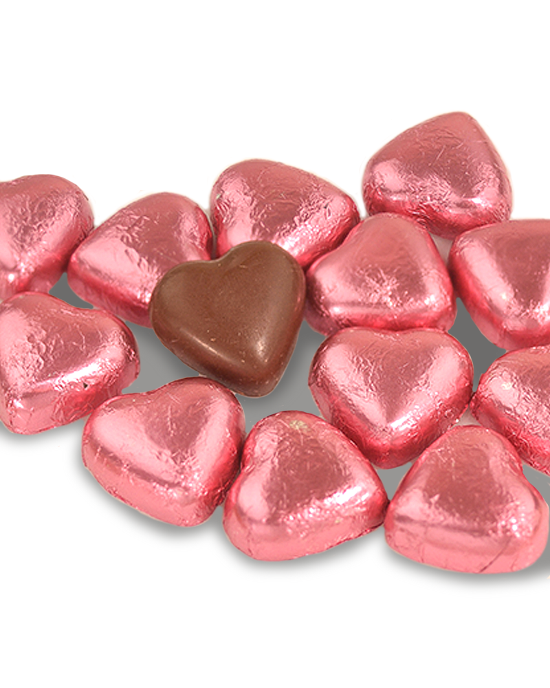 Milk Choc Hearts Pink Foiled Hearts 200g