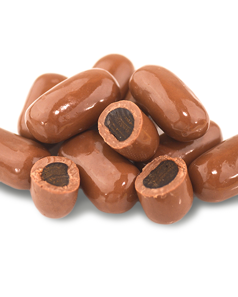 Milk Premium Couverture Chocolate Jumbo Black Licorice Bullets 250g