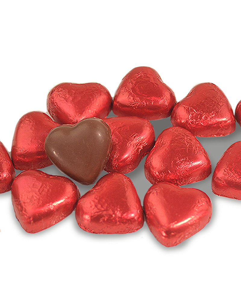 Milk Choc Hearts Red Foiled Hearts 200g