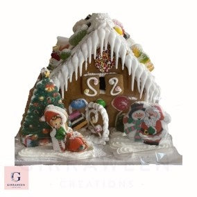 Medium Gingerbread House 510g Acetate Box, Ribbon and Bow **PICKUP ONLY**