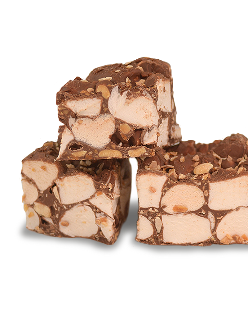 Milk Choc Roasted Macadamia Peanut Brandy Rocky Road Bonbon 300g