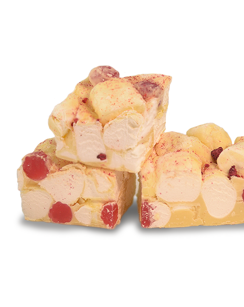 White Choc Triple Raspberry Rocky Road Bonbon 300g