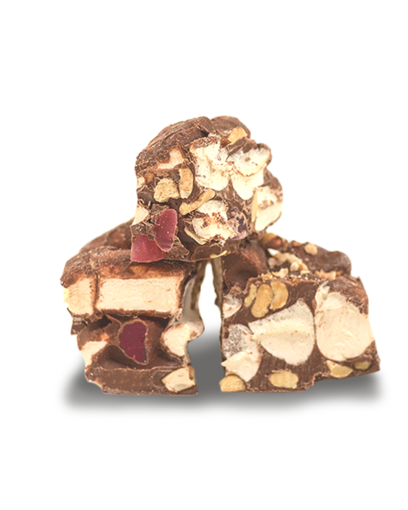 Raspberry Jellies & Roasted Peanuts Milk Choc 150g