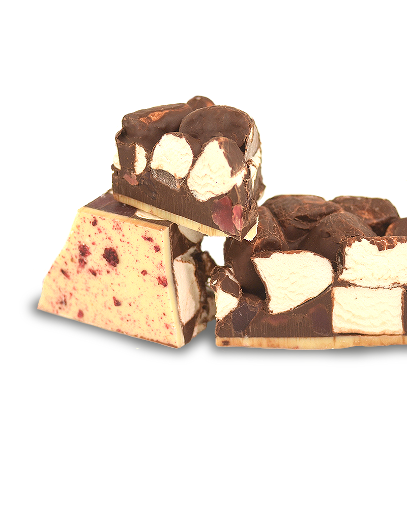 Raspberry & Custard Dark Choc Rocky Road 300g