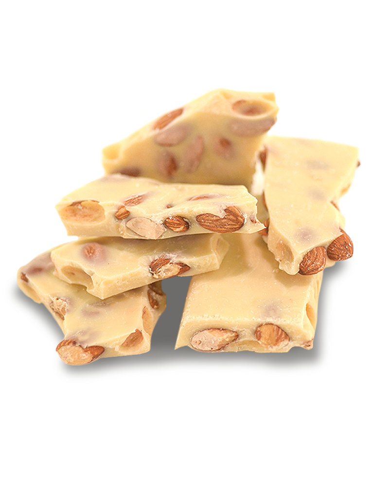 Roasted Almonds White Choc Slab 200g