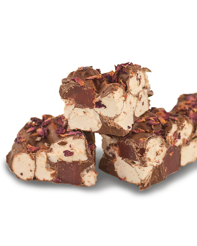 Rose Petal Turkish Delight Milk Choc Rocky Road 300g