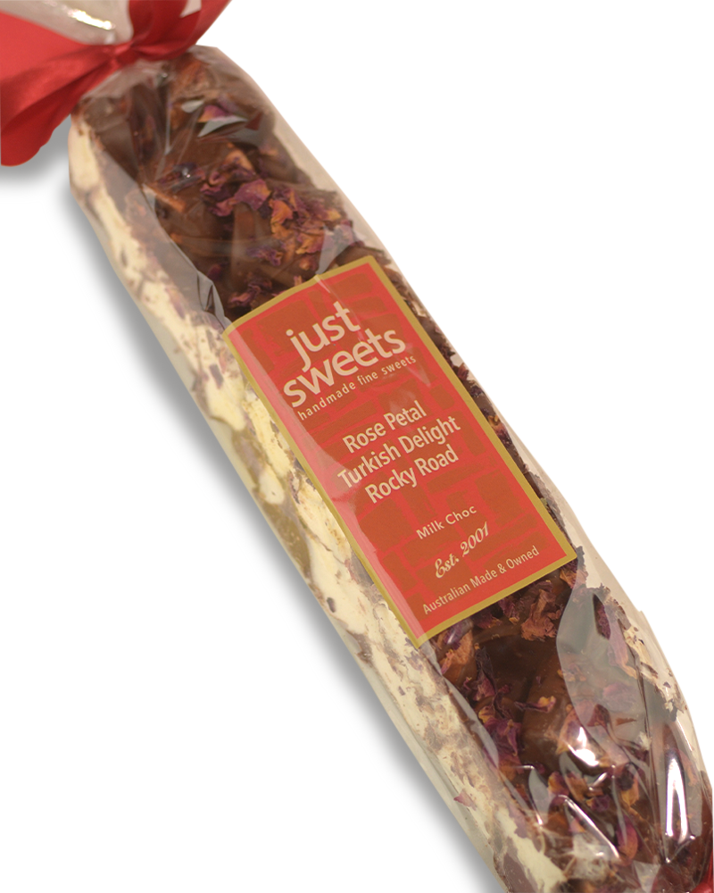 Rose Petal Turkish Delight Milk Choc Rocky Road 300g