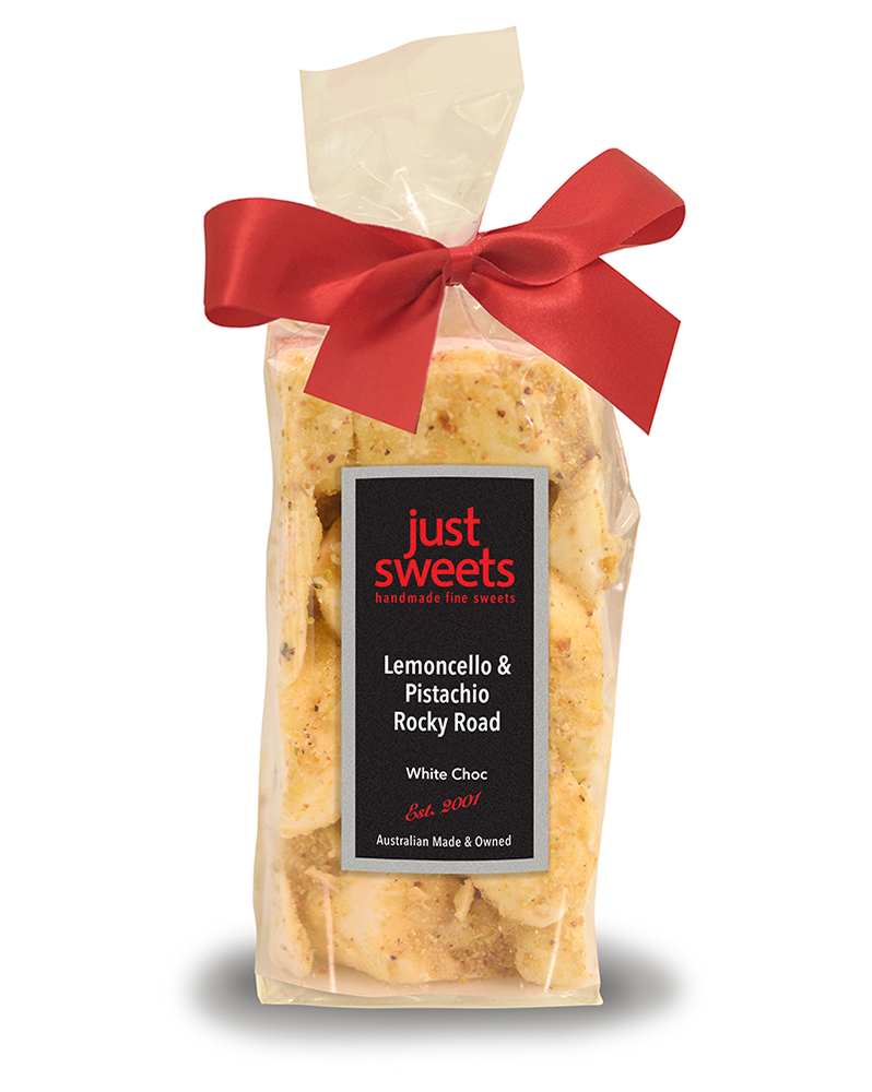 White Choc Limoncello & Pistachio Rocky Road 150g