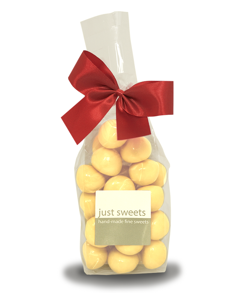 White Premium Couverture Chocolate Coated Raspberries 200g