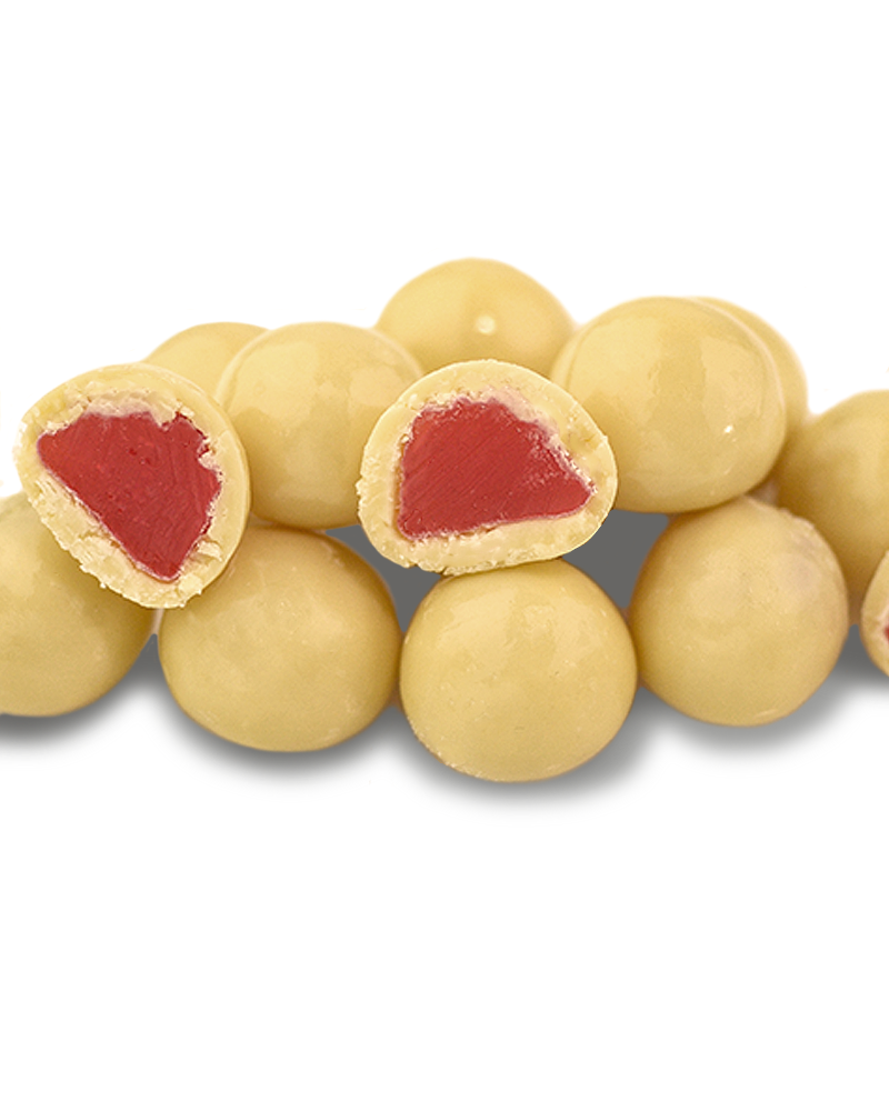 White Premium Couverture Chocolate Coated Raspberries 200g