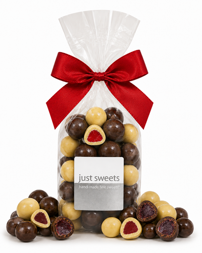 Assorted Premium Couverture Chocolate Coated Raspberries 350g