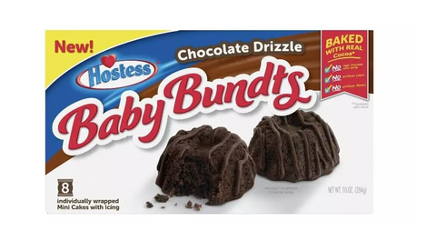 HOSTESS Chocolate Drizzle Baby Bundts, Mini Chocolate Bundt Cakes, Individually Wrapped  8PK 10oz(283g) Full Box USA