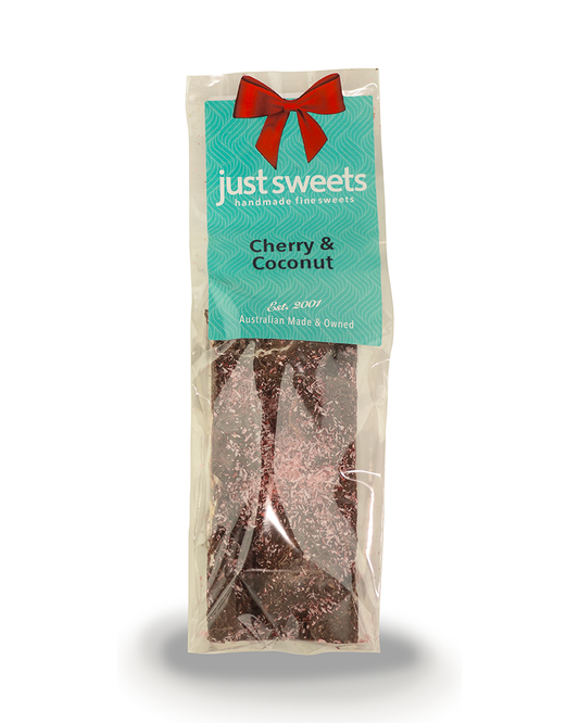 Glace Cherries & Coconut Dark Choc 150g