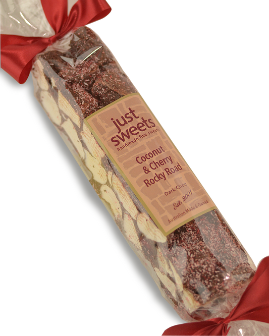 Glace Cherries & Coconut Dark Choc Rocky Road 300g