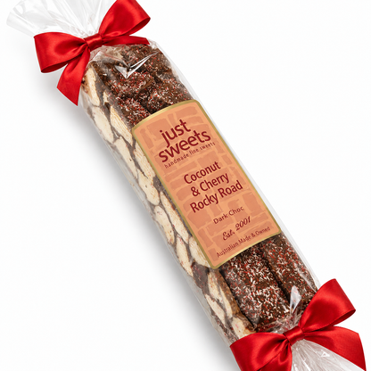 Glace Cherries & Coconut Dark Choc Rocky Road 300g
