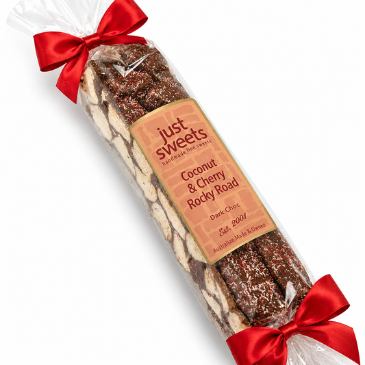 Glace Cherries & Coconut Dark Choc Rocky Road 300g