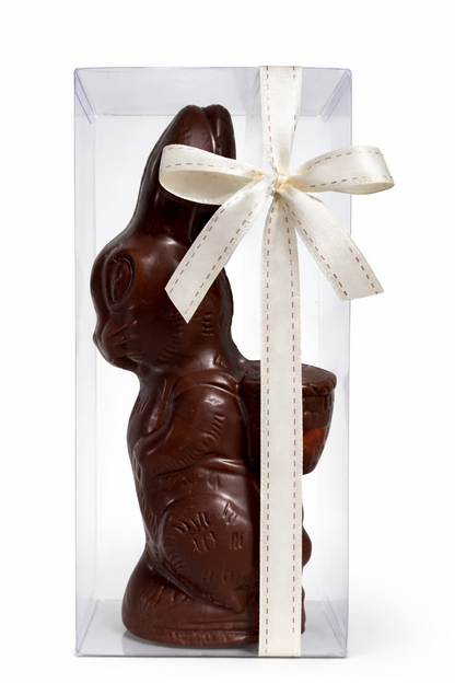 Dark Vegan Chocolate Picnic Bunny 125g - Acetate Gift Box with Bow  (Pickup in store only)
