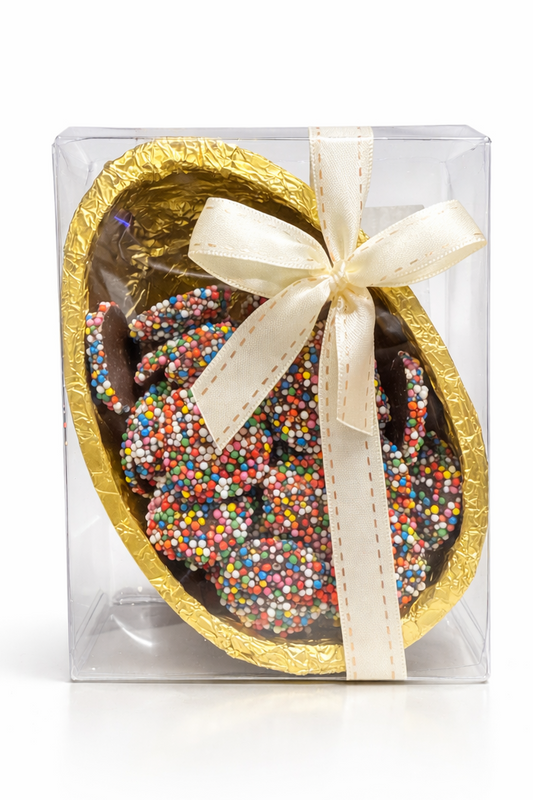 Easter Egg Half With Choc Jewels 225g - Acetate Gift Box With Bow (Pickup in store only)