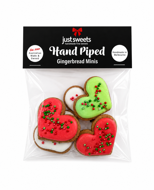 Hand Piped Gingerbread Mini Hearts Christmas 6pk 90g