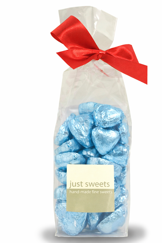 Milk Choc Hearts Blue Foiled Hearts 200g