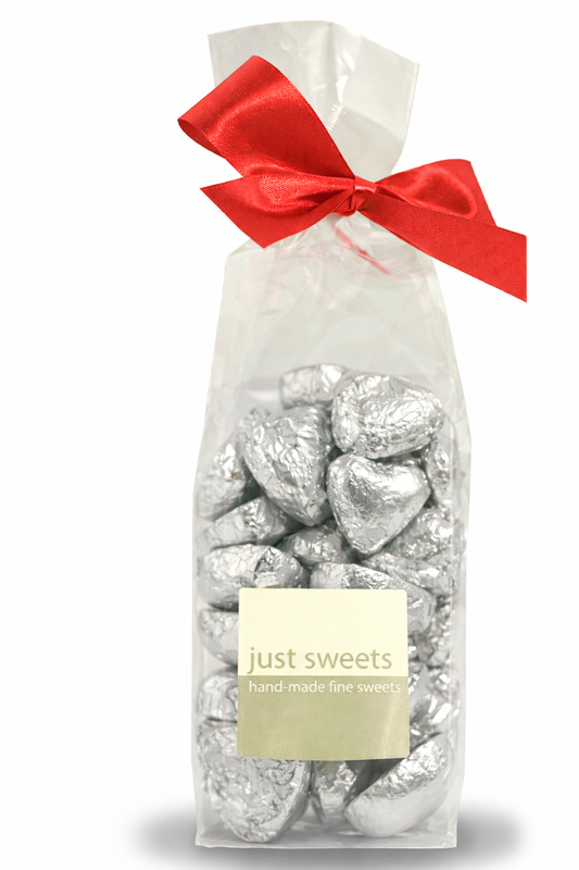 Milk Choc Hearts Sliver Foiled Hearts 200g