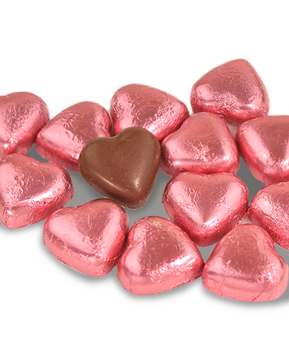 Milk Choc Hearts Pink Foiled Hearts 200g