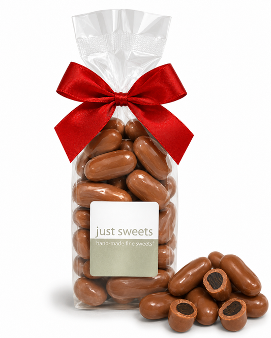 Milk Premium Couverture Chocolate Jumbo Black Licorice Bullets 250g