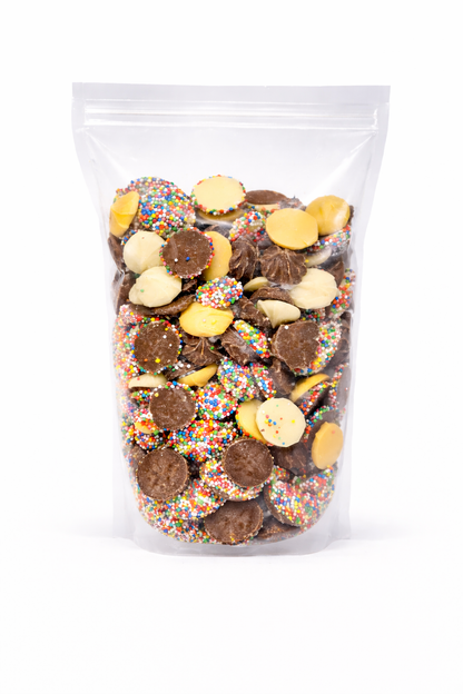 Choc Buds Mixture 1KG Mixed Whirls Caramel, White, Milk, Freckles