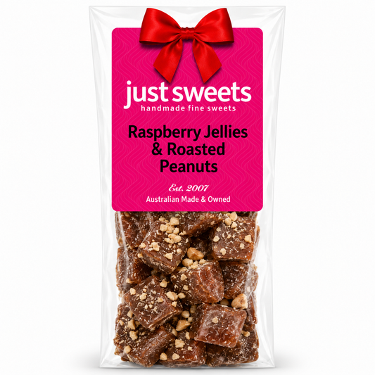 Raspberry Jellies & Roasted Peanuts Milk Choc 150g