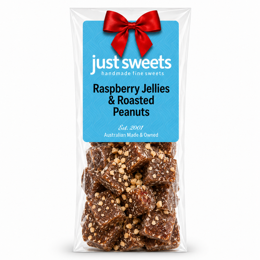 Raspberry Jellies & Roasted Peanuts Dark Choc 150g
