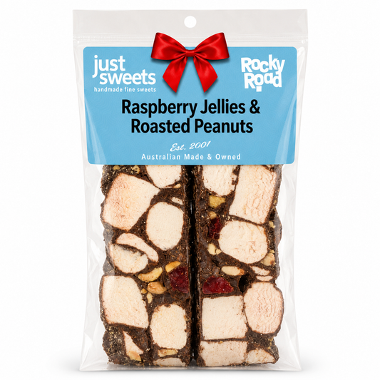 Raspberry Jellies & Roasted Peanuts Dark Choc 200g