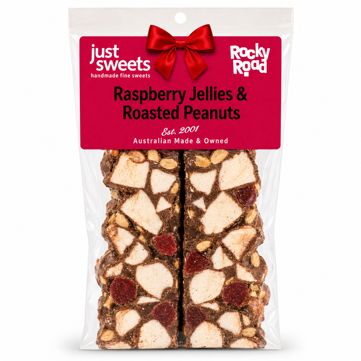 Raspberry Jellies & Roasted Peanuts Milk Choc 200g