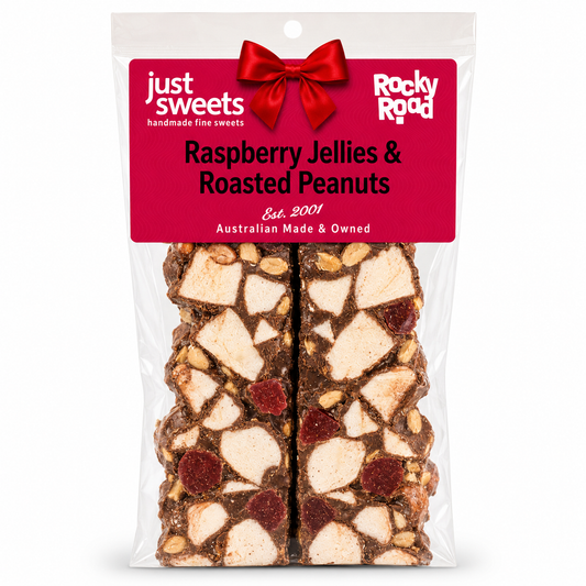 Raspberry Jellies & Roasted Peanuts Milk Choc 200g