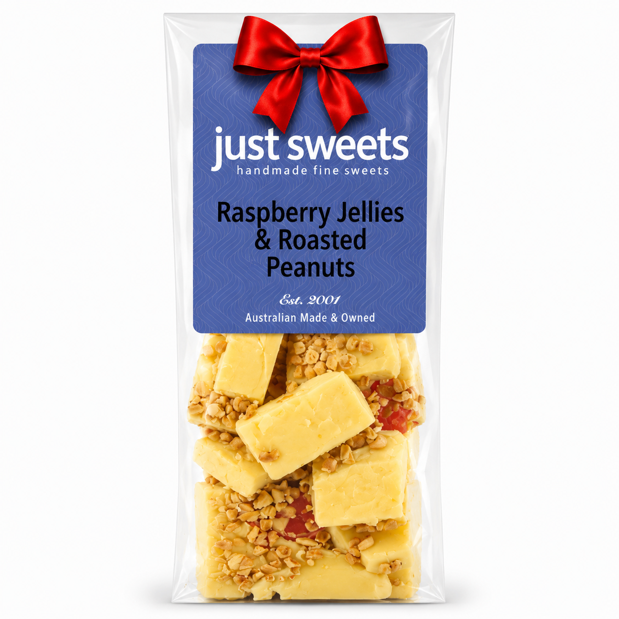 Raspberry Jellies & Roasted Peanuts White Choc 150g