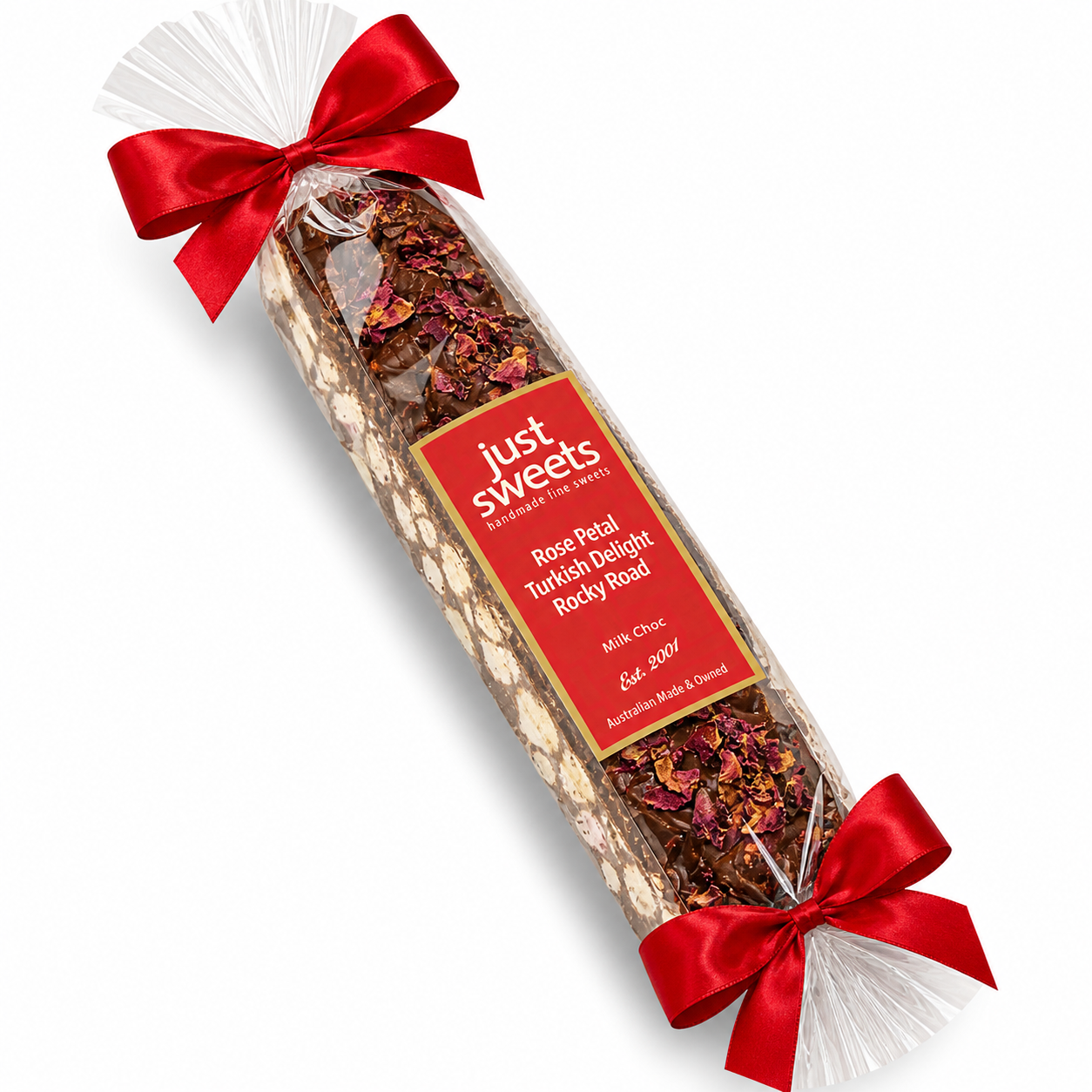 Rose Petal Turkish Delight Milk Choc Rocky Road 300g