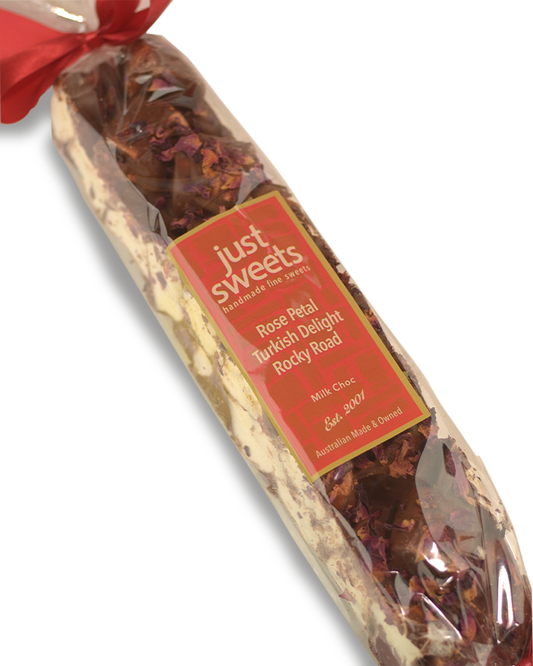 Rose Petal Turkish Delight Milk Choc Rocky Road 300g