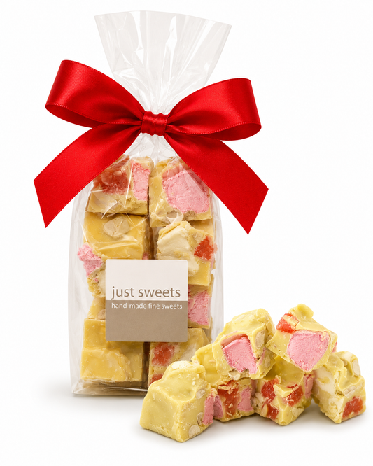White Chocolate Turkish Delight, Toasted Coconut & Peanuts Rocky Road 175g