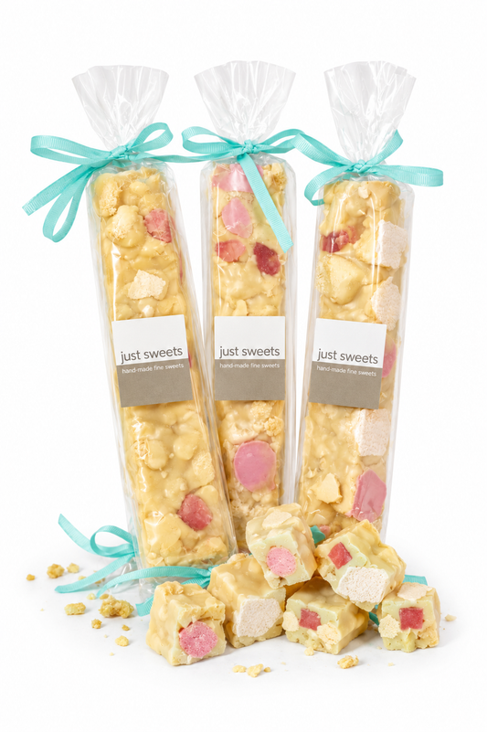 White Chocolate Turkish Delights, Toasted Coconuts & Roasted Peanuts Rocky Road 130g
