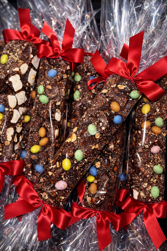Milk Choc Raspberry Jellies & Roasted Peanuts & Easter Eggs Rocky Road 300g