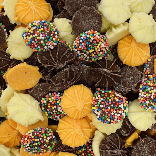 Choc Buds Mixture 1KG Mixed Whirls Caramel, White, Milk, Freckles